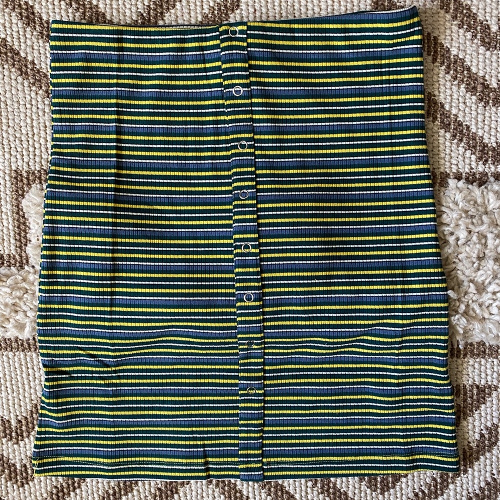 Olivacious striped ribbed knit skirt